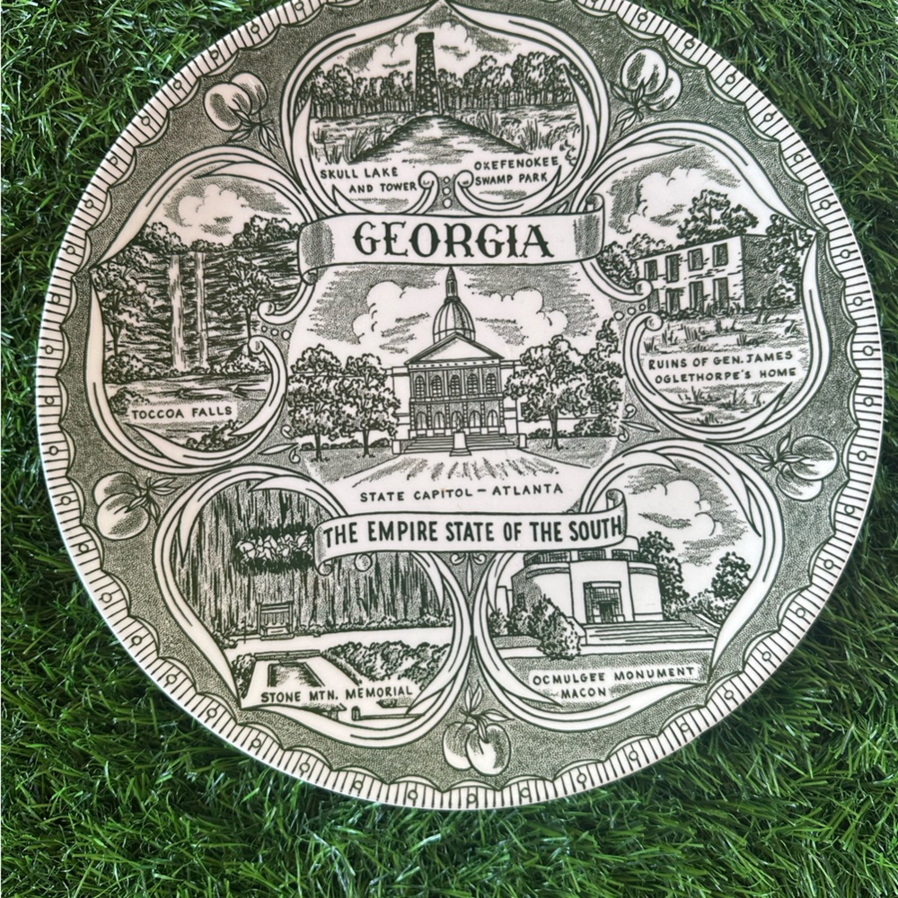 Georgia State Capitol Decorative Plate Atl, Macon, Toccoa, Skull Lake,Okefenokee